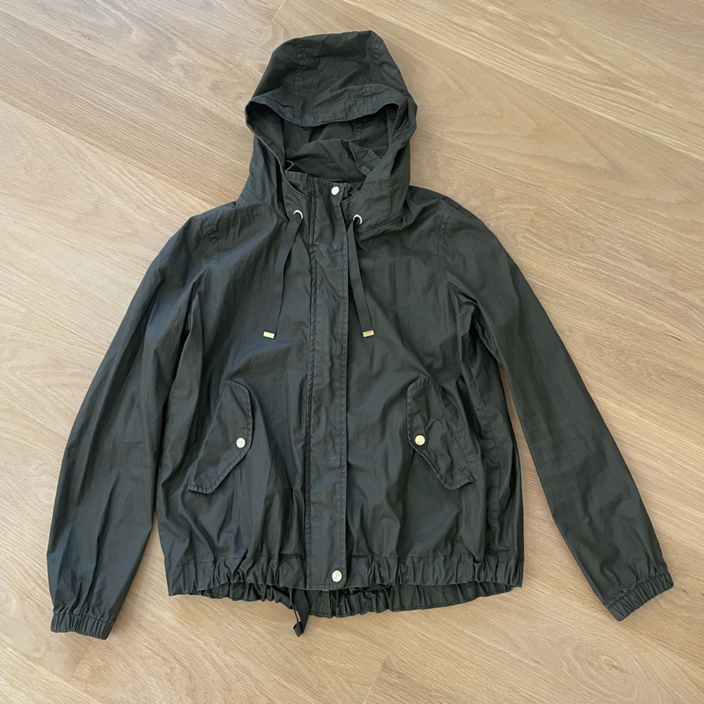 Waxed cotton windbreaker jacket dark green size xs